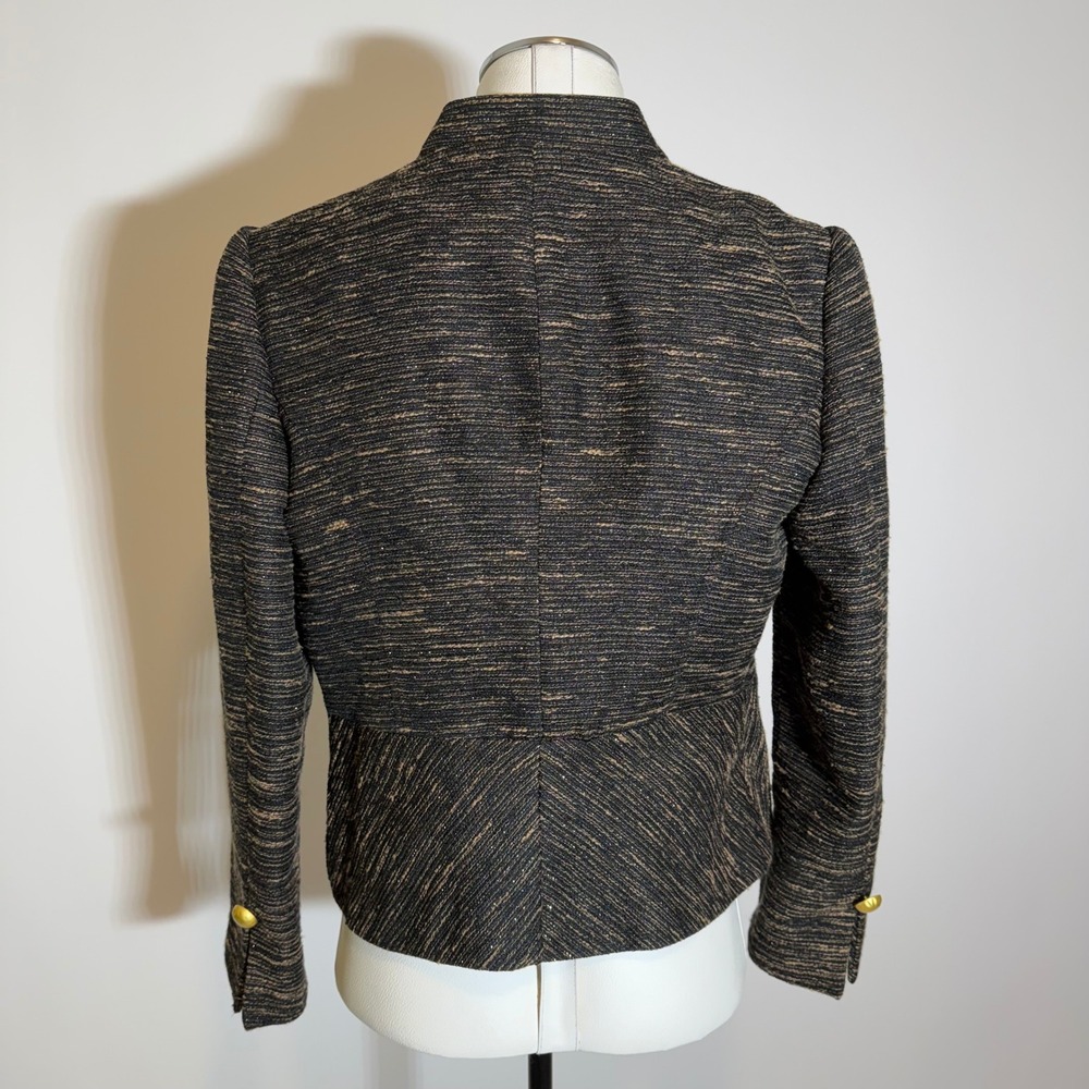 Mary Kay by Twin Hill Tweed Peplum Blazer Jacket Black/Gold Womens Petite Sz 12P - Picture 4 of 12
